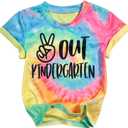 Kindergarten Graduation Shirt Girls Boys Tee Last Day of School Shirt | Kindergarten Graduation Shirt for Kids Girls Boys Peace Out Kindergarten Tee 2026 Last Day of School T-Shirt (Yellow)