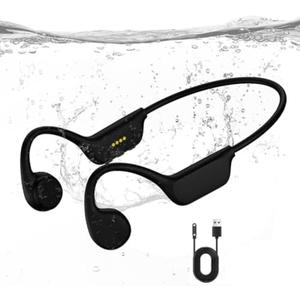 KOPIDOE Bone Conduction Swimming Headphones, IPX8 Waterproof MP3 Player with Open-Ear Design, Bluetooth 5.4 Wireless Sports Earbuds for Swimming, Running, Cycling(Black)
