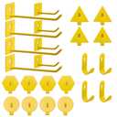 Savagrow 24Pcs Small Pegboard Hooks Set Yellow Study Peg Hooks 6 Styles Wall Organizing Hooks Office Hanging Hooks