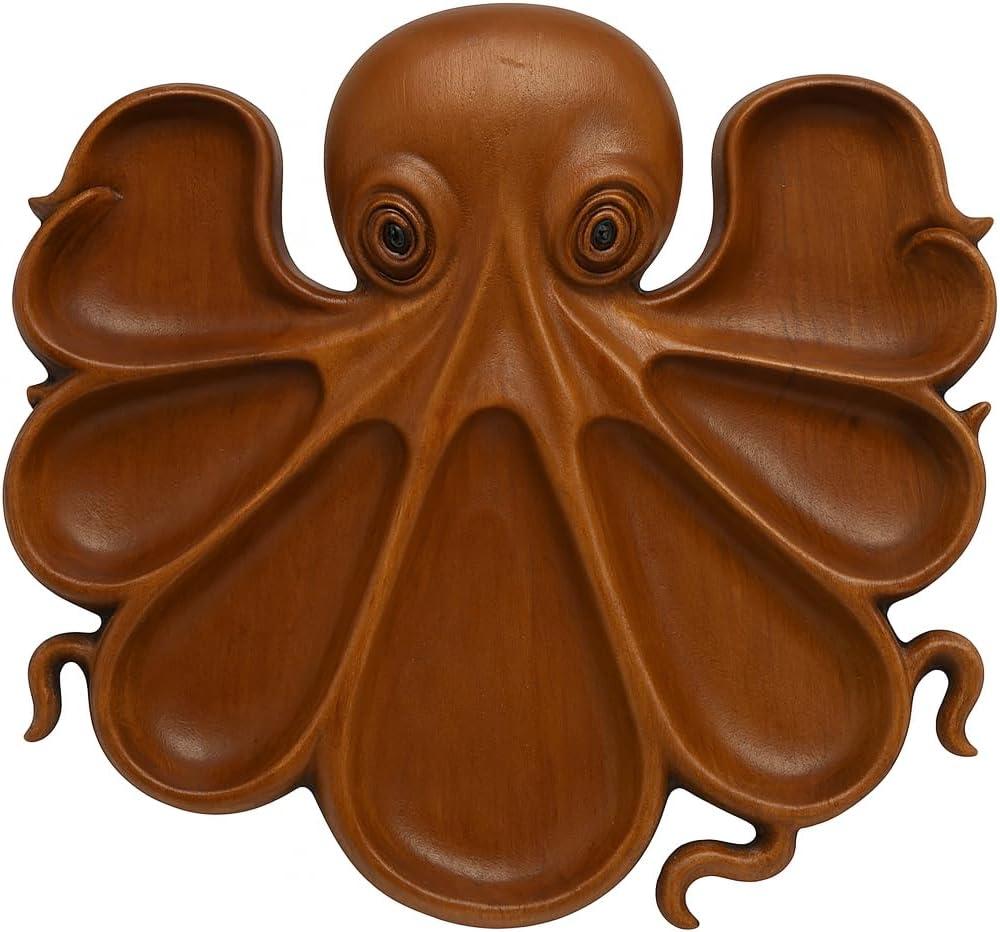 Octopus Serving Tray for Party & Home Decor, Ocean Themed Charcuterie Board, Decorative Octopus Platter for Snacks, Seafood, Beach House Table Display