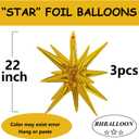 4 x Gold Star Balloons Birthday Balloons Wedding Conjoined Star Balloon for Birthday Shower Wedding Bachelorette Gold Disco Party Decorations Supplies Balloon Sets-3 PCS