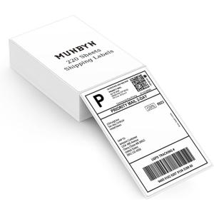 MUNBYN 4"x6" Direct Thermal Shipping Labels, Commercial Grade Permanent Adhesive Fanfold Mailing Postage Label Paper for Thermal Printers and Packages, 220 Sheets per Stack (White)