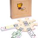 Yellow Mountain Imports Chicken Foot Complete Game Set with Double 9 Dominoes, Wooden Case, Hub, and Scorepad