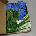 Ovveroche 32 Pcs Blue, White Artificial Flowers Roses Fake, Silk Flowers with Stems for DIY Wedding Gothic Bridal Shower Centerpieces Arrangements Tables Decorations