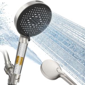 SR SUN RISE NSF Certified Filtered Shower Head with Handheld for Hard Water to Remove Chlorine High Pressure 9-Spray Setting (with Power Wash) Anti-Clog Nozzles(1Filter, Brushed Nickel)