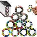 12Pcs Magnetic Rings Fidget Toys Spinner Set Easter Basket Stuffers,Finger Magnet Rings Endless Hours of Fun ADHD Stress Relief Fidget Spinner for Relieve Anxiety Birthday for Adults Teens Kids (12 Pcs)