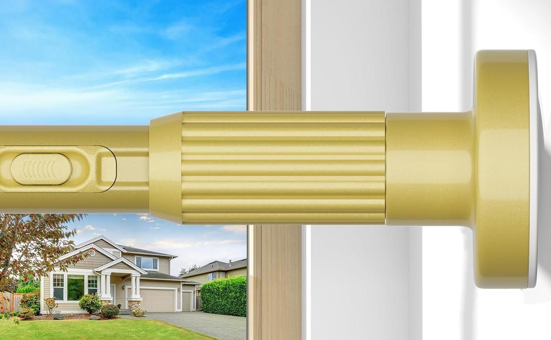 Tension Curtain Rod 41-126 Inch(4-10Ft),1.26'' Diameter,Long Heavy Duty Adjustable No Drill Shower Curtain Rod for Windows, Balcony, Room Divider Gold