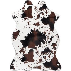 Cow Print Rug - 3.6x2.5 Feet Cow Hide Rugs Faux Cowhide Rug Cute Area Rug Fun Western Room Decor Cow Rugs for Living Room Bedroom Non-Slip Brown(43 inches x 29 inches)