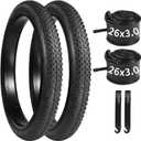 2 PCS 26 x 3.0 Fat Bike Tire Set, Folding 26 Inch Bike Tires 26x3.0 Bike Tubes with Levers for Fat Tire Mountain Bike, Ebike Use, Urban Streets, Beach Riding