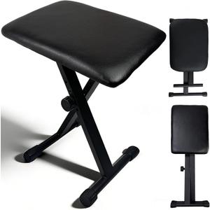 Keyboard Bench X-Style Height Adjustable 16-20in Padded Cushion Piano Stool Bench Keyboard Chair for Keyboards Piano. (Thin Version)