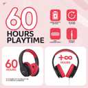 JoySpark Kids Bluetooth Headphones, Lightweight Wireless Headphones for Kids, 85/94dB Volume Limited, 60 Hours Playtime, Bluetooth 5.3, Over-Ear Toddler Headsets with Built-in Mic-Black