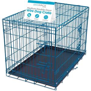 Internet's Best Wire Dog Kennel | Medium (36 Inches) | Double Door Metal Steel Crates | Indoor Outdoor Pet Home | Folding and Collapsible Cage | Blue 36.0"L x 22.5"W x 24.0"H