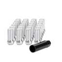 Dynofit 14x1.5 Chrome Lug Nuts Set, 24pcs 7 Spline Drive Wheel Nut for Silverado Sierra Ram 1500 F150, Silver Steel Aftermarket Lugnuts with 1 Socket Key Compatible With Ford Chevy GMC 6 Lug Wheel Rim