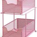 Simple Houseware 2 Tier Sliding Cabinet Basket Organizer Drawer, Pink