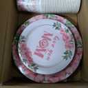 durony Happy Mother's Day Party Supplies Tableware Set Serve 24 Guests Tablecloth Paper Plates Cups Napkins Utensils Disposable Dinnerware Favors Birthday Party Decorations for Mother's Day