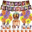 Freddy's Birthday Party Decorations, 5 Nights Decorations include Banner, Cake Toppers, Balloons for Kids Teens Adults Birthday Party Supplies (Purple)