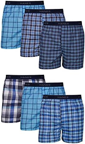Hanes Men's Tagless Boxer Underwear, Exposed Waistband, 6 Pack, Large