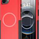 Diverbox for iPhone 16e Case [Compatible with MagSafe] [Shockproof] [Dropproof] [with Screen Protector ] Heavy Duty Protection Phone Case Cover for Apple iPhone 16e 2025 6.1 inch (Red)