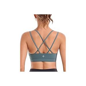 RUNNING GIRL Sports Bras for Women,YBack Supportive Sports Bra Padded Workout Bras Medium Support Push up(WX2915Icy Grey,L)