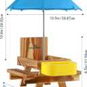 MIXXIDEA Wooden Squirrel Feeder Table with Water Bowl, Squirrel Picnic Table for Outside with Umbrella, Brown Squirrel Feeder with Corn Cob Holder Cute Chipmunk Feeder (Blue)
