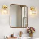 1-Light Gold Bathroom Light Fixtures,Modern Bathroom Vanity Lights Fixture with Clear Crystal Glass Shade,Gold Bath Wall Mount Lights, Light Fixtures for Bedroom Living Room