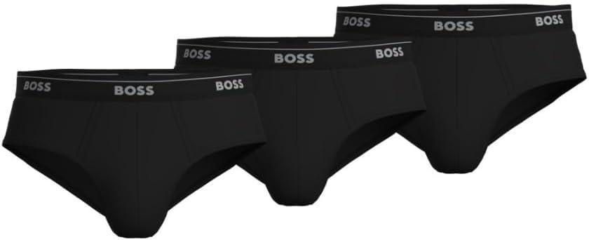 BOSS Men's Classic Cotton Briefs 3 Pack (Black, M)