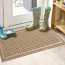 Boot Tray for Entryway, Non-Slip Shoe Tray Drying Mat, Waterproof Boot Mat for Muddy Boots, Heavy Duty Shoe Storage Trays, Indoor/Outdoor Use, 16x30 inches, Beige