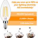 E12 LED Candelabra Bulbs 40 Watt Equivalent, 4W Vintage Candle Light Bulbs Dimmable, 470Lm Warm White 2700K B11 Edison Bulb, Filament Clear Glass Lamp Bulb for Chandelier Ceiling Fan (5 Packs)