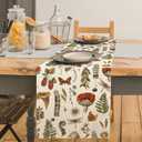 Mushroom Table Runner Vintage Forest Plants Mushroom Table Cover for Kitchen Dining Indoor Outdoor Party Decor, 13 x 72 Inch