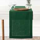 D'Moksha Homes Linen Forest Green Table Runner 108 Inches Long - 100% Pure Linen 14 x 108 Inch Table Runner for Mothers Day, Easter - Classic Hemstitch