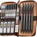 Nicpro 20PCS Black Metal Mechanical Pencil Set in Leather Case, Drafting Pencil 0.3, 0.5, 0.7, 0.9 mm & 2mm Lead Holders, 9 Tube (4B 2B HB 2H Colors) Lead Refills, Erasers For Art Sketching Drawing