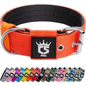 TSPRO Tactical Dog Collar 1.5 Inch Wide Thick Dog Collars with Heavy Duty Metal Buckle, Durable, Strong, Adjustable for Medium to Large Dogs (Orange M)