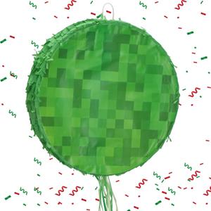 13.4 Inch Mini Round Pixel Pinata, Pixel Pinata for Pixel Birthday Decorations