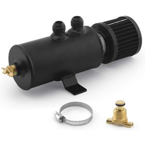 muge racing Oil Catch Can, 750ml Universal Oil Separator Baffled Catch Can Kit with Breather Filter & Accessories, Aluminum Oil Filter Tank Kit, Black