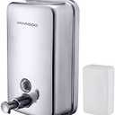 VANNSOO Commercial Soap Dispenser Wall Mount Stainless Steel Manual Liquid Pump Rust-Proof Leak Free for Bathroom (37 fl.oz./1100ml)