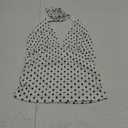 Women Y2k Sexy Polka Dot V Neck Mesh Halter Crop Tops Cute Off Shoulder Sleeveless Tie Up Ruched Tank Going Out (Medium, White)