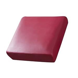 HOOBUY Waterproof PU Leather Couch Cushion Cover 1pc Outdoor Stretch Sofa Slipcovers Furniture Protector with Elastic Suitable for Armchair, Loveseat,3&4 Seat (1, Burgundy)