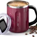 Ideus 16 oz Coffee Cup, Stainless Steel Coffee Travel Mug, Spill Proof Tea Mug with Handle and Lid, Lightweight and Durable, Great for Office Home and Outdoor Use, Red