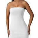 XXTAXN Women's Sexy Tube Sleeveless Bodycon Cocktail Party Mini Dress White Medium