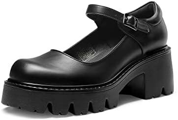 DREAM PAIRS Women's Mary Janes Shoes Platform Dress Low Heel Chunky Pumps Round Toe Ankle Strap Pumps Shoes Oxfords Esther 7,5
