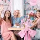 2 x Christmas Coquette Pink Bow Decorations 24x30 Inch and 12 Pcs Pink Candlestick Bow Decor for Wedding Bridal Shower Room with Fixed Hook Coquette Kitchen Party Centerpieces Table Decoration