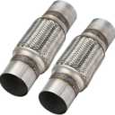 2 Pcs Exhaust Flex Pipe, 2.5''x 6''Stainless Steel Heavy Duty Exhaust Flex Pipe, Double Braid Exhaust Flex Tube, Overall Length 10''