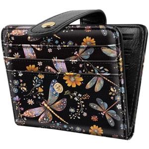 Simikol Small Wallets for Women Slim Minimalist for Bifold Credit Card Holder for Pocket or Purse, Dragonfly