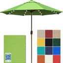 EliteShade USA 10-Year-Non-Fading 10ft Market Patio Umbrella, Commercial Grade Table Sun Umbrella with 80 Solar LED Lights, Crank Open, Windproof & UPF 50+ UV Protection for Garden, Deck, Pool, Backyard, No Tilt, Macaw Green