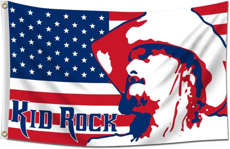 Kid Rock Flag Tapestry 60x40 Inch Funny Wall Hanging Banner for College Dorm Room Decor Parties Gifts