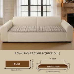 OHSIO Couch Cover for Pets Plush, Non Slip Cozy Sofa Cover Pet Friendly, Soft Thick Fuzzy Sofa Slipcovers for 3 Cushions Washable Couch Sofa Funiture Protector(Light Brown,27.6'' x 82.6'')
