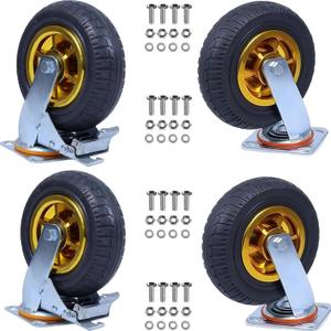 4 Pack 8 Inch Caster Wheels, Swivel Rubber Plate Caster with Top Plate and Screws, 2 Brake Wheels, for Furniture Transport Industrial Transport, 3000Lbs Load Capacity 4 Pack 8 Inch Caster Wheels, Swivel Rubber Plate Caster with Top Plate and Screws, 2 Brake Wheels, for Furniture Transport Industrial Transport, 3000Lbs Load Capacity