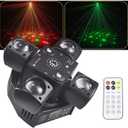 Moving Head DJ Light with Remote Control 4 Arms RGBW Home Party Disco Light with Sound Active DMX Strobe Beam Lighting for Halloween Christmas