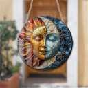 WOHAHA Sun and Moon Acrylic Window Hangings Indoor Outdoor Stained Suncatchers Panels Bedroom Garden Kitchen Sun and Moon Wall Decor Gifts for Women Mom Grandma Teacher
