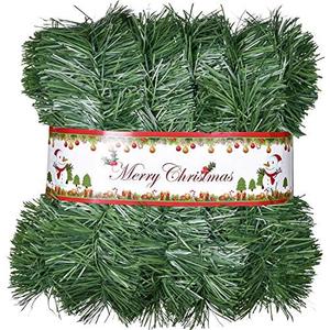 Artiflr 16.4  Ft Christmas Garland, Artificial Pine Garland Holiday Decor for Outdoor or Indoor Home Garden Artificial Green Greenery, or Fireplaces Holiday Party Decorations